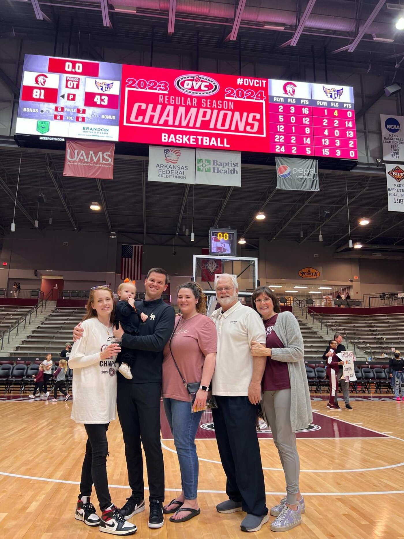 Championship celebration with family
